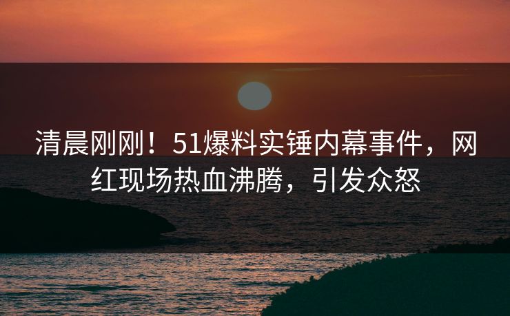 清晨刚刚！51爆料实锤内幕事件，网红现场热血沸腾，引发众怒
