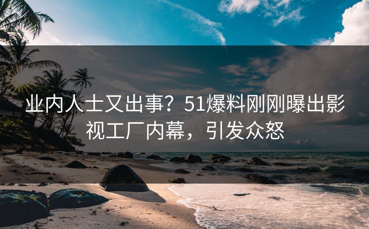 业内人士又出事？51爆料刚刚曝出影视工厂内幕，引发众怒