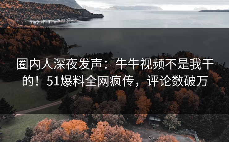 圈内人深夜发声：牛牛视频不是我干的！51爆料全网疯传，评论数破万