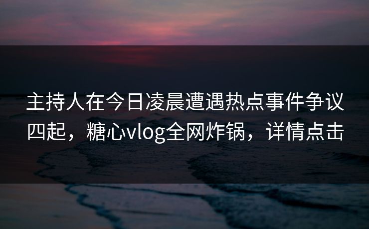 主持人在今日凌晨遭遇热点事件争议四起,糖心vlog全网炸锅,详情点击